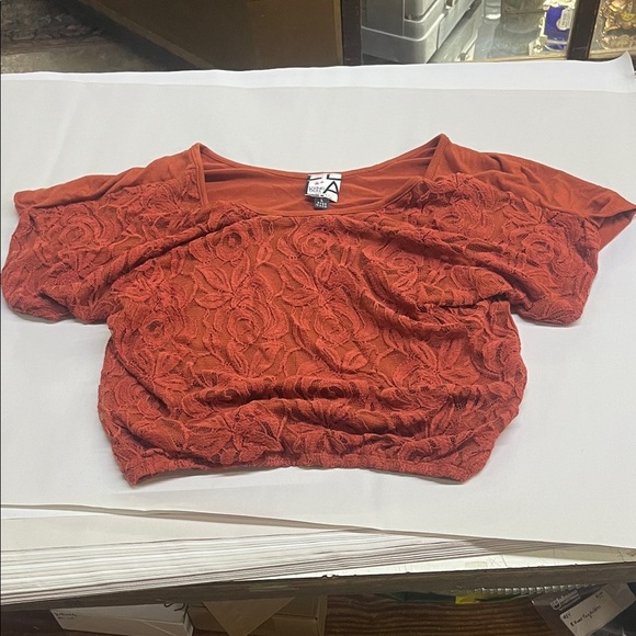 living doll Tops - Living Doll Rust Lace Blouse